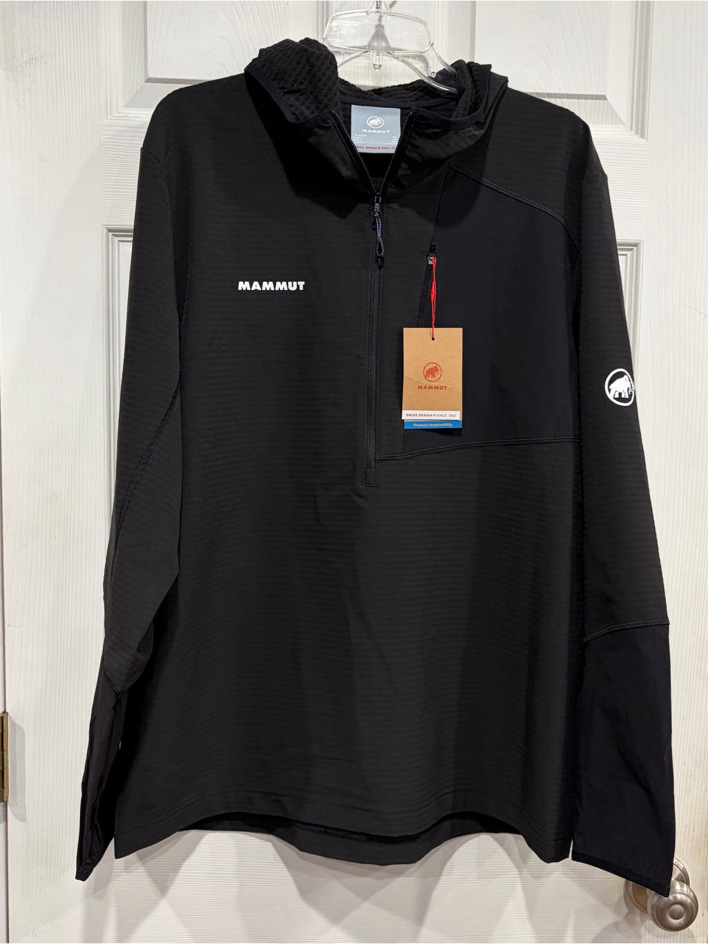 Mammut Men's Xl Madris Light Ml Half Zip Hoodie Black Nwt Jacket Midlayer